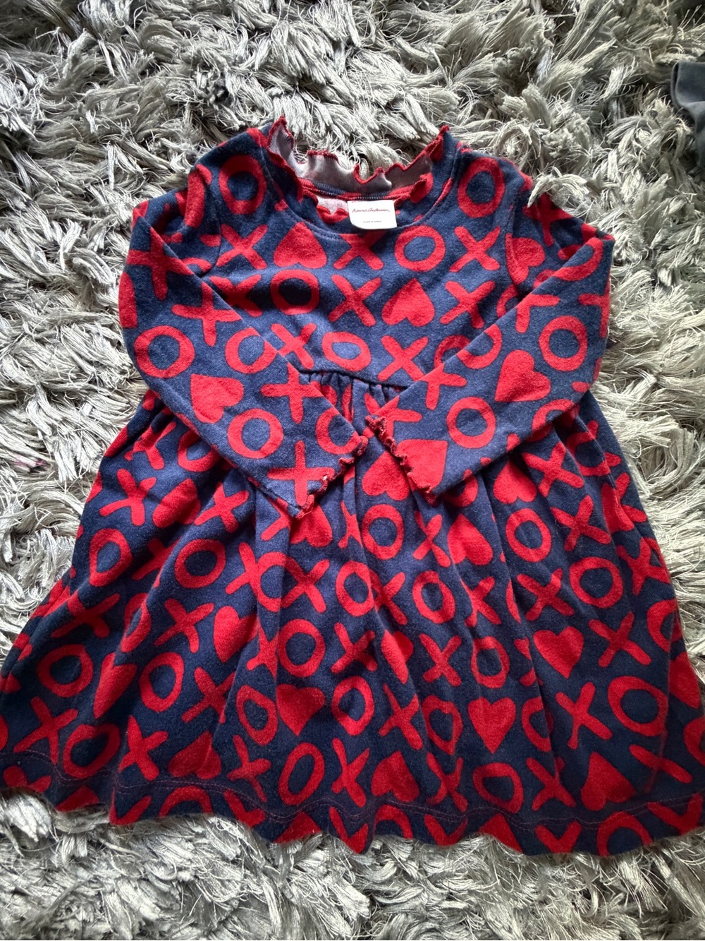 Hanna Andersson Navy Dress/tunic with Red Heart & XO Pattern size 18-24 months